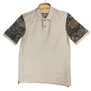 Cabelas Polo Shirt Men L Beige Regular Camouflage Sleeves